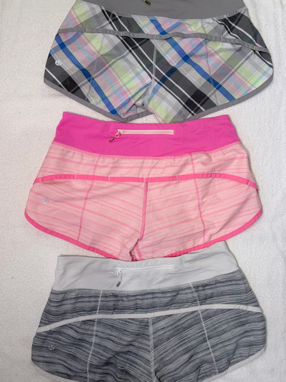 lululemon athletica Pink Striped Women's Athletic Shorts Trio